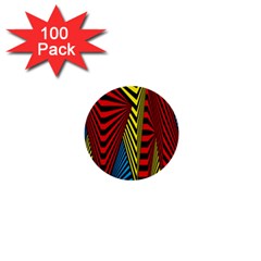 Door Pattern Line Abstract Illustration Waves Wave Chevron Red Blue Yellow Black 1  Mini Buttons (100 Pack)  by Mariart