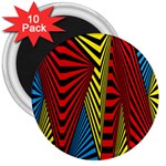 Door Pattern Line Abstract Illustration Waves Wave Chevron Red Blue Yellow Black 3  Magnets (10 pack)  Front