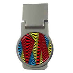 Door Pattern Line Abstract Illustration Waves Wave Chevron Red Blue Yellow Black Money Clips (round)  by Mariart