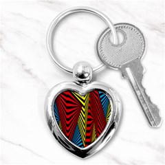 Door Pattern Line Abstract Illustration Waves Wave Chevron Red Blue Yellow Black Key Chains (heart)  by Mariart