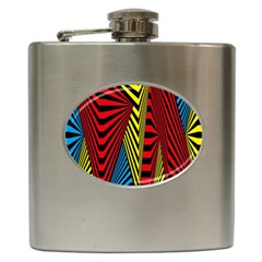 Door Pattern Line Abstract Illustration Waves Wave Chevron Red Blue Yellow Black Hip Flask (6 Oz) by Mariart