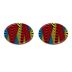 Door Pattern Line Abstract Illustration Waves Wave Chevron Red Blue Yellow Black Cufflinks (oval) by Mariart