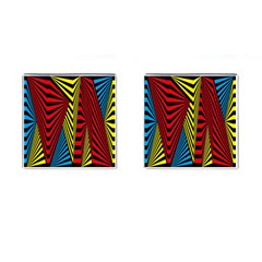 Door Pattern Line Abstract Illustration Waves Wave Chevron Red Blue Yellow Black Cufflinks (square) by Mariart