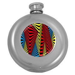 Door Pattern Line Abstract Illustration Waves Wave Chevron Red Blue Yellow Black Round Hip Flask (5 Oz) by Mariart