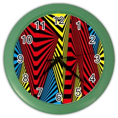 Door Pattern Line Abstract Illustration Waves Wave Chevron Red Blue Yellow Black Color Wall Clocks