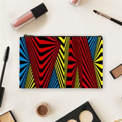 Door Pattern Line Abstract Illustration Waves Wave Chevron Red Blue Yellow Black Cosmetic Bag (medium)  by Mariart