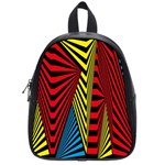 Door Pattern Line Abstract Illustration Waves Wave Chevron Red Blue Yellow Black School Bag (Small) Front