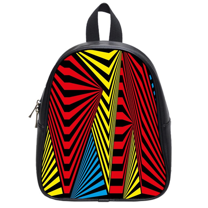 Door Pattern Line Abstract Illustration Waves Wave Chevron Red Blue Yellow Black School Bag (Small)