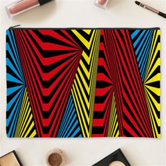 Door Pattern Line Abstract Illustration Waves Wave Chevron Red Blue Yellow Black Cosmetic Bag (xxxl) 