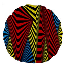 Door Pattern Line Abstract Illustration Waves Wave Chevron Red Blue Yellow Black Large 18  Premium Round Cushions by Mariart