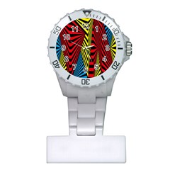 Door Pattern Line Abstract Illustration Waves Wave Chevron Red Blue Yellow Black Plastic Nurses Watch by Mariart