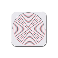 Double Line Spiral Spines Red Black Circle Rubber Square Coaster (4 Pack)  by Mariart