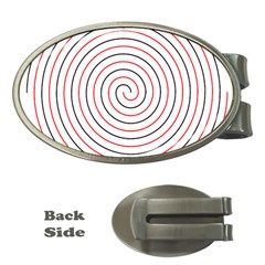 Double Line Spiral Spines Red Black Circle Money Clips (oval)  by Mariart