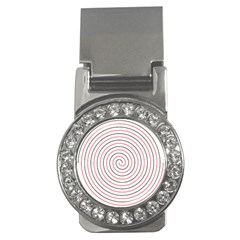 Double Line Spiral Spines Red Black Circle Money Clips (cz)  by Mariart