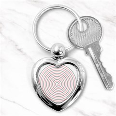 Double Line Spiral Spines Red Black Circle Key Chains (heart)  by Mariart