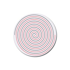 Double Line Spiral Spines Red Black Circle Rubber Coaster (round)  by Mariart