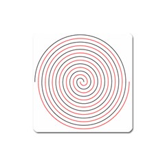 Double Line Spiral Spines Red Black Circle Square Magnet by Mariart