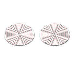 Double Line Spiral Spines Red Black Circle Cufflinks (oval) by Mariart