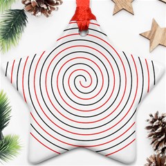 Double Line Spiral Spines Red Black Circle Star Ornament (two Sides) by Mariart