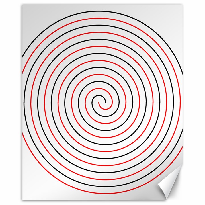 Double Line Spiral Spines Red Black Circle Canvas 16  x 20  