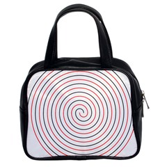 Double Line Spiral Spines Red Black Circle Classic Handbags (2 Sides) by Mariart