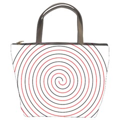 Double Line Spiral Spines Red Black Circle Bucket Bags by Mariart