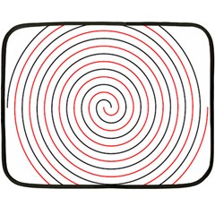 Double Line Spiral Spines Red Black Circle Fleece Blanket (mini) by Mariart