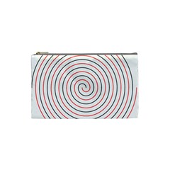 Double Line Spiral Spines Red Black Circle Cosmetic Bag (small) 