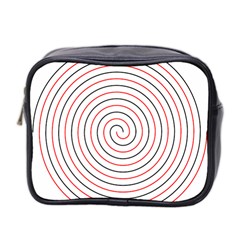 Double Line Spiral Spines Red Black Circle Mini Toiletries Bag 2-side