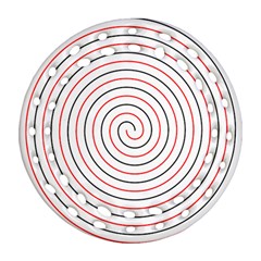 Double Line Spiral Spines Red Black Circle Ornament (round Filigree) by Mariart