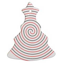 Double Line Spiral Spines Red Black Circle Ornament (christmas Tree)  by Mariart