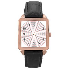 Double Line Spiral Spines Red Black Circle Rose Gold Leather Watch 