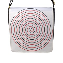 Double Line Spiral Spines Red Black Circle Flap Messenger Bag (l)  by Mariart