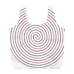 Double Line Spiral Spines Red Black Circle Full Print Recycle Bags (l)  by Mariart