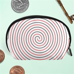 Double Line Spiral Spines Red Black Circle Accessory Pouches (large)  by Mariart