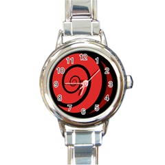 Double Spiral Thick Lines Black Red Round Italian Charm Watch by Mariart