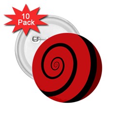 Double Spiral Thick Lines Black Red 2 25  Buttons (10 Pack) 