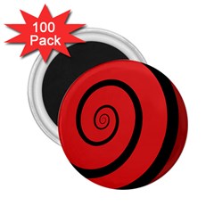 Double Spiral Thick Lines Black Red 2 25  Magnets (100 Pack) 