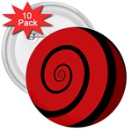 Double Spiral Thick Lines Black Red 3  Buttons (10 pack)  Front