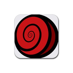 Double Spiral Thick Lines Black Red Rubber Coaster (square)  by Mariart