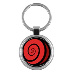 Double Spiral Thick Lines Black Red Key Chains (round)  by Mariart