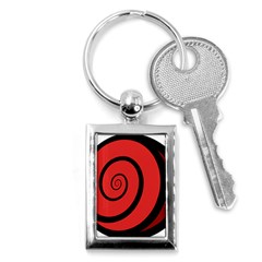 Double Spiral Thick Lines Black Red Key Chains (rectangle) 