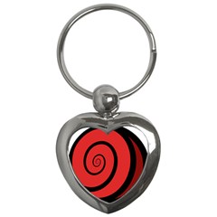 Double Spiral Thick Lines Black Red Key Chains (heart)  by Mariart