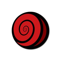 Double Spiral Thick Lines Black Red Rubber Coaster (round)  by Mariart