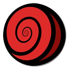 Double Spiral Thick Lines Black Red Magnet 5  (round)