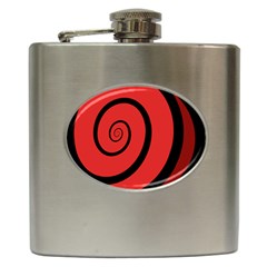 Double Spiral Thick Lines Black Red Hip Flask (6 Oz) by Mariart