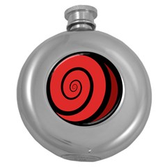 Double Spiral Thick Lines Black Red Round Hip Flask (5 Oz) by Mariart