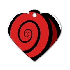 Double Spiral Thick Lines Black Red Dog Tag Heart (one Side) by Mariart