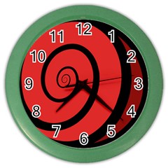 Double Spiral Thick Lines Black Red Color Wall Clocks by Mariart