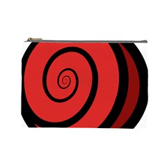 Double Spiral Thick Lines Black Red Cosmetic Bag (large)  by Mariart